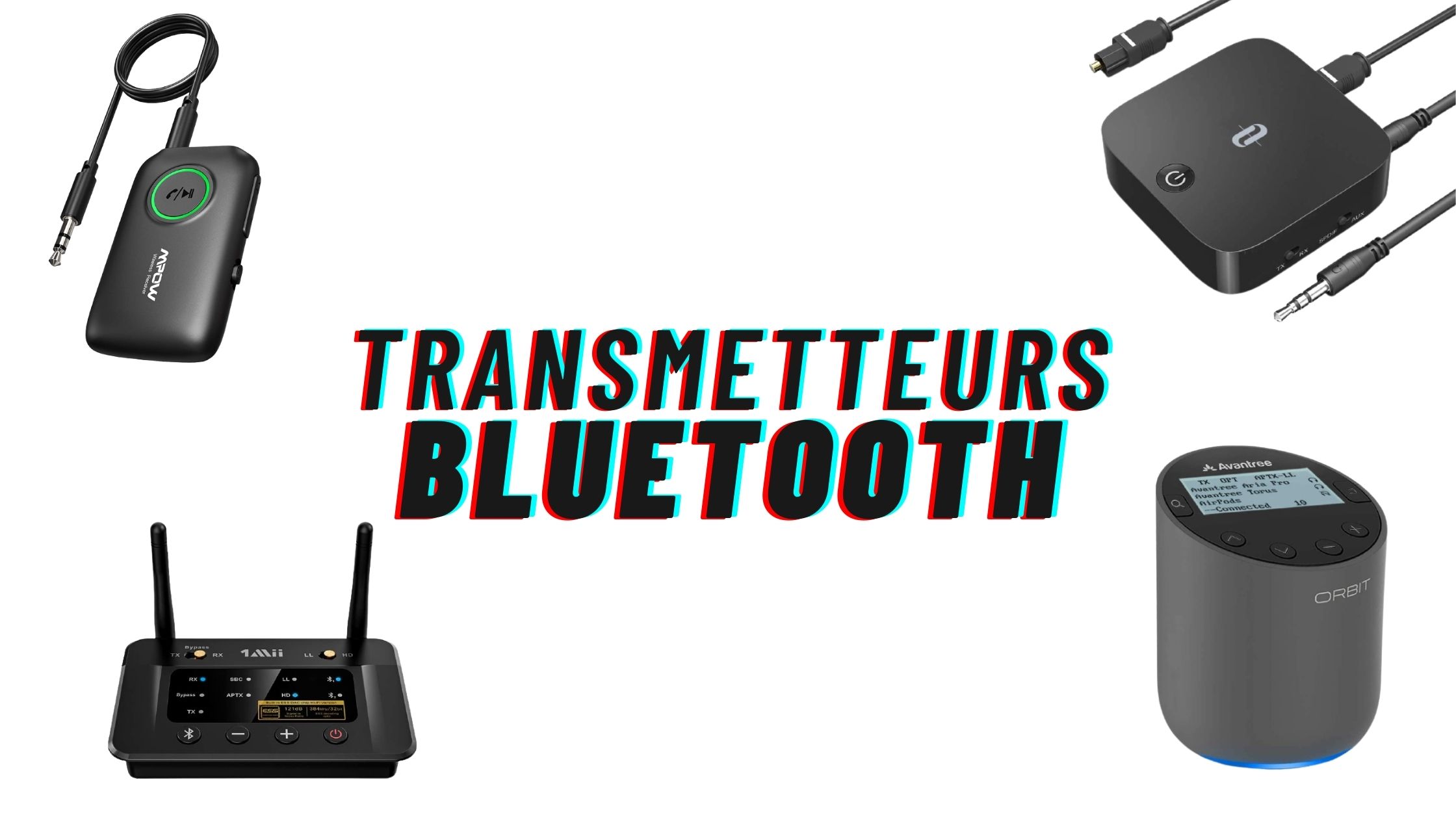 Émetteur/récepteur Bluetooth 5.0, Adaptateur Audio Sans Fil 3,5 Mm 2-en-1  de TaoTronics (aptX à Faible Latence, 2 Appareils Simultanément, pour  Système de Sonorisation Tv/domestique) 